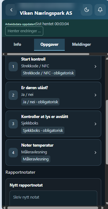 Oppgaver for stasjonært vakthold i Guarditec-appen